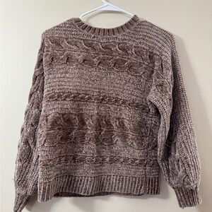 Pink Rose Cable Knit Sweater - Mauve